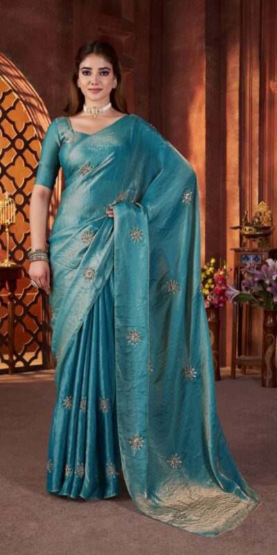 BT 3142 Blue Fandy Satin Silk Saree Perfect for Wedding, Party, Karwa Chauth, Reception, Pooja – . Festive Deal ₹1999. Delivery 4-6 Working Days. | Sarees, Bollywood Sarees, Creative Sarees, Designer Sarees, Embroidered Sarees, Ethnic Saree, Modern Digital sarees, Party Wear Sarees