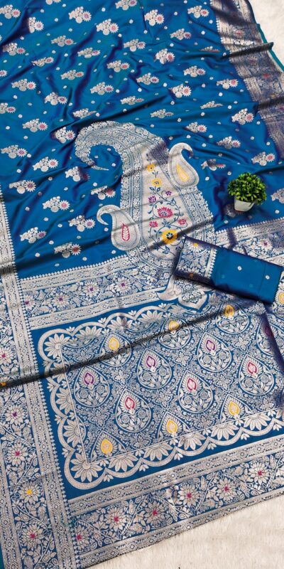 MB 3279 Blue Soft Banarasi Silk Saree with Lace Work & Zari Work. Festive Deal ₹1899. Delivery 4-6 Working Days. Shop now. | Sarees, Bollywood Sarees, Creative Sarees, Designer Sarees, Embroidered Sarees, Ethnic Saree, Modern Digital sarees, Party Wear Sarees