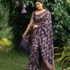 Blue Soft Lichi Silk Lace Border Work Saree
