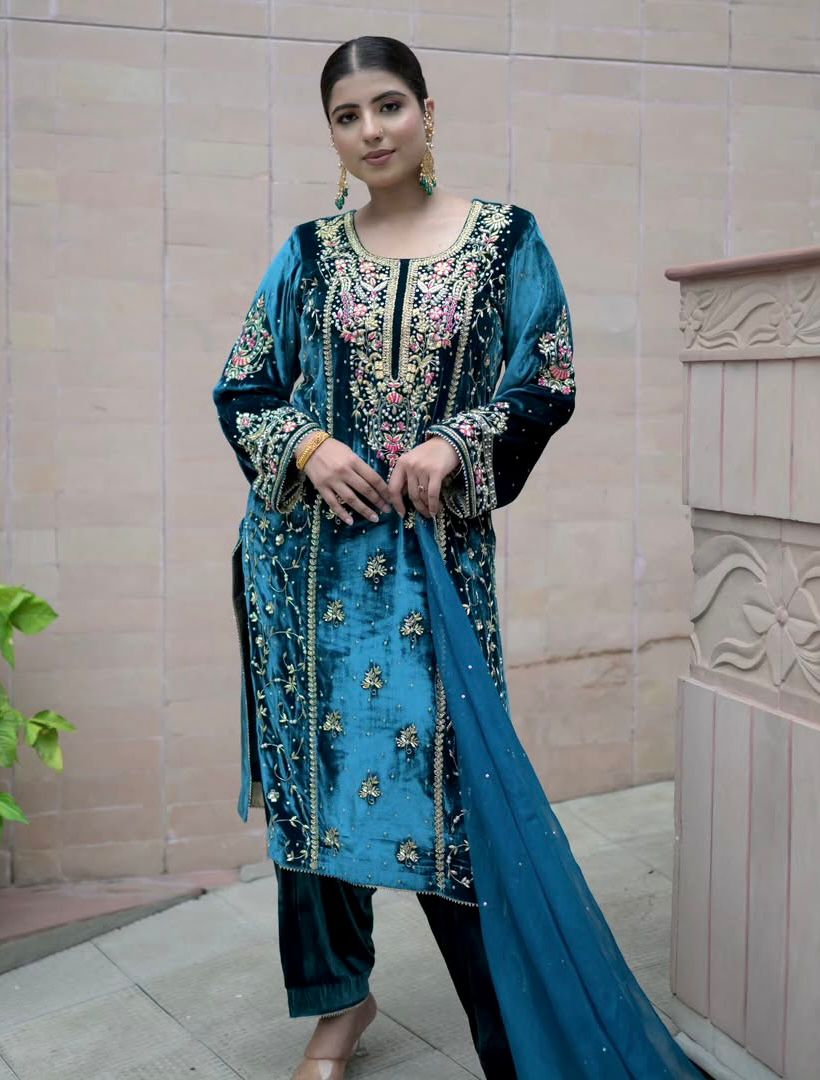 AD 184 Blue Viscose Velvet Salwar Suit with Embroidery Work. Introductory Price ₹2149. Delivery 4-6 Working Days. Shop now. | Jump Suits, Tops & Bottoms, Track Suits, Salwar suit, Casual Suits, Creative suits, Designer Suits, Palazzo Suits, Party Wear Suits, Patiala Suits, Straight Suits, Trendy Wear