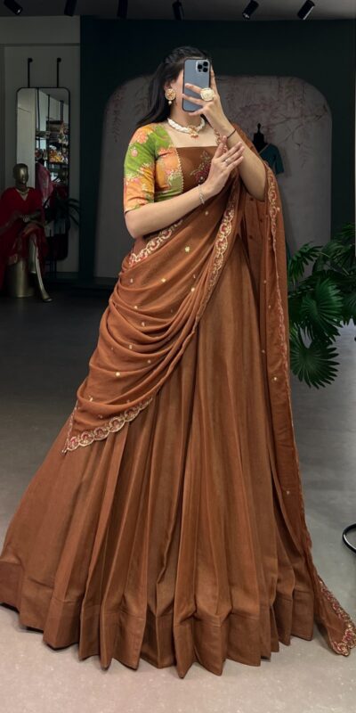 LNB 1068 Brown in Chocolate Crush Embroidery Work & Sequins Work Lehenga Choli . Available at ₹3349 only. Delivery 4-6 Working Days. Shop now. | Lehenga, Bollywood Lehenga, Creative Lehenga, Designer Lehenga, Embroidered Lehenga, Party Wear Lehenga
