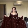 RTC 5924 Brown Georgette Thread With Sequence Gown Perfect for Wedding, Party, Reception, Holi, Eid . Available at ₹1999 only. Delivery 4-6 Working Days. | Gowns, Bollywood Gowns, Creative Gowns, Designer Gowns, Embroidered Gowns, Party Wear Gowns