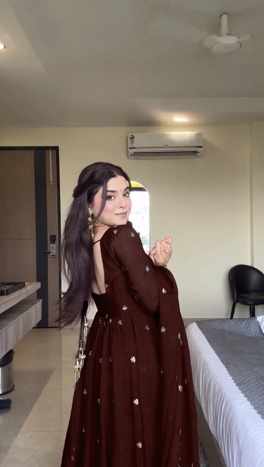 RTC 5924 Brown Georgette Thread With Sequence Gown Perfect for Wedding, Party, Reception, Holi, Eid . Available at ₹1999 only. Delivery 4-6 Working Days. | Gowns, Bollywood Gowns, Creative Gowns, Designer Gowns, Embroidered Gowns, Party Wear Gowns