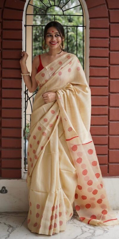 KPR 204 Cream Color Soft Lilan Saree Weaving Work Designer Work. Wedding, Party, Festive, Events, Grab it for ₹1449. Delivery 4-6 Working Days. Shop now. | Sarees, Bollywood Sarees, Creative Sarees, Designer Sarees, Embroidered Sarees, Ethnic Saree, Modern Digital sarees, Party Wear Sarees