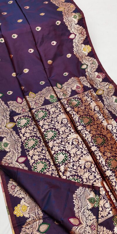 MB 3319 Dark Purple Color Banarasi Lace Work Gold Zari Border Saree . Available at ₹1849 only. Delivery 4-6 Working Days. Shop now. | Sarees, Bollywood Sarees, Creative Sarees, Designer Sarees, Embroidered Sarees, Ethnic Saree, Modern Digital sarees, Party Wear Sarees