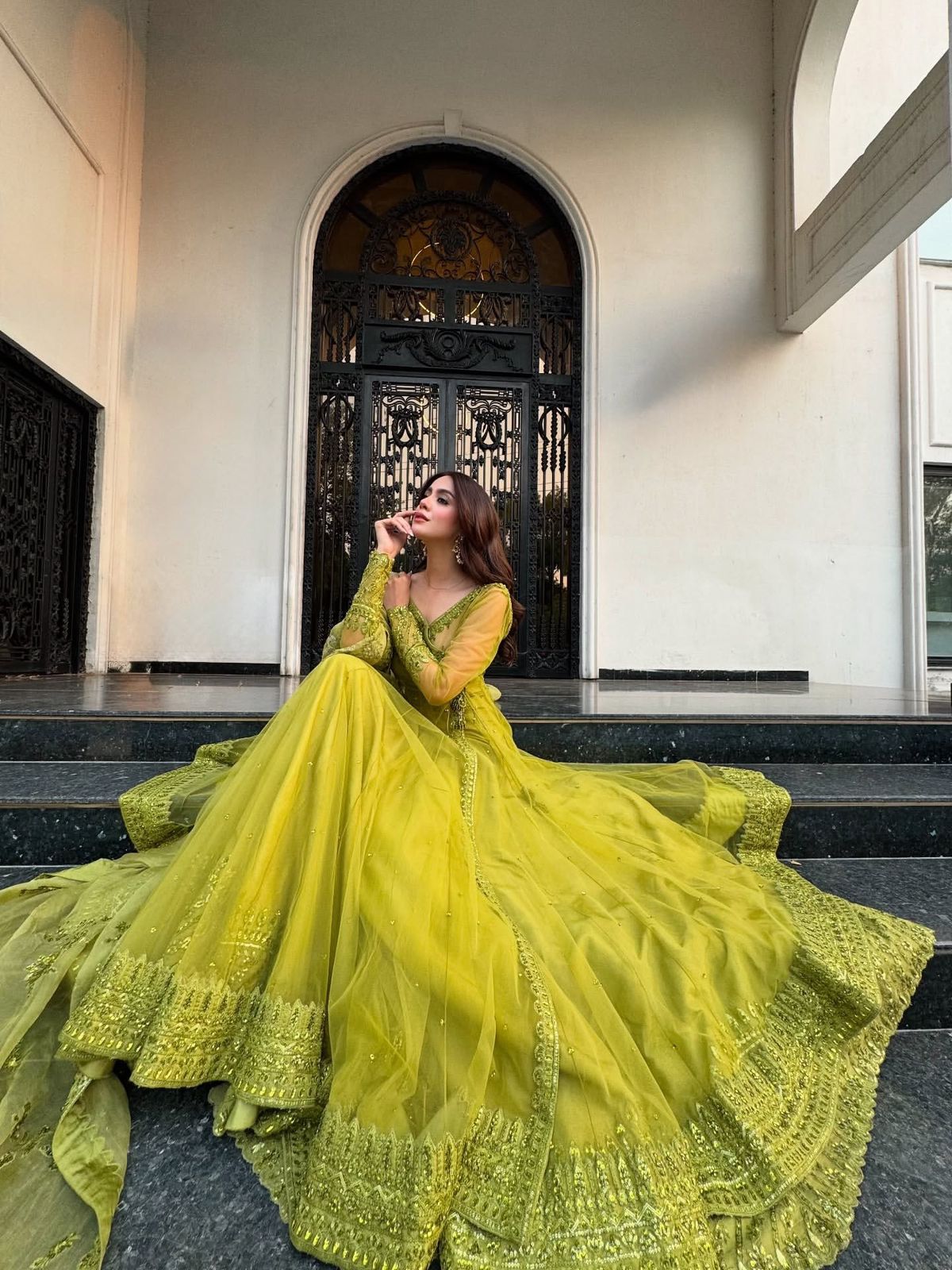 Green Butterfly Net Sequence Woek Lehenga Choli Online at Best Green Butterfly Net Sequence Woek Lehenga Choli Online at Best