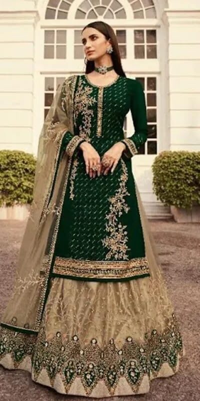 DS LT 7006 Green in Georgette Embroidery Work & Stone Work Lehenga Choli . Festive Deal ₹2549. Delivery 4-6 Working Days. Shop now. | Lehenga, Bollywood Lehenga, Creative Lehenga, Designer Lehenga, Embroidered Lehenga, Party Wear Lehenga