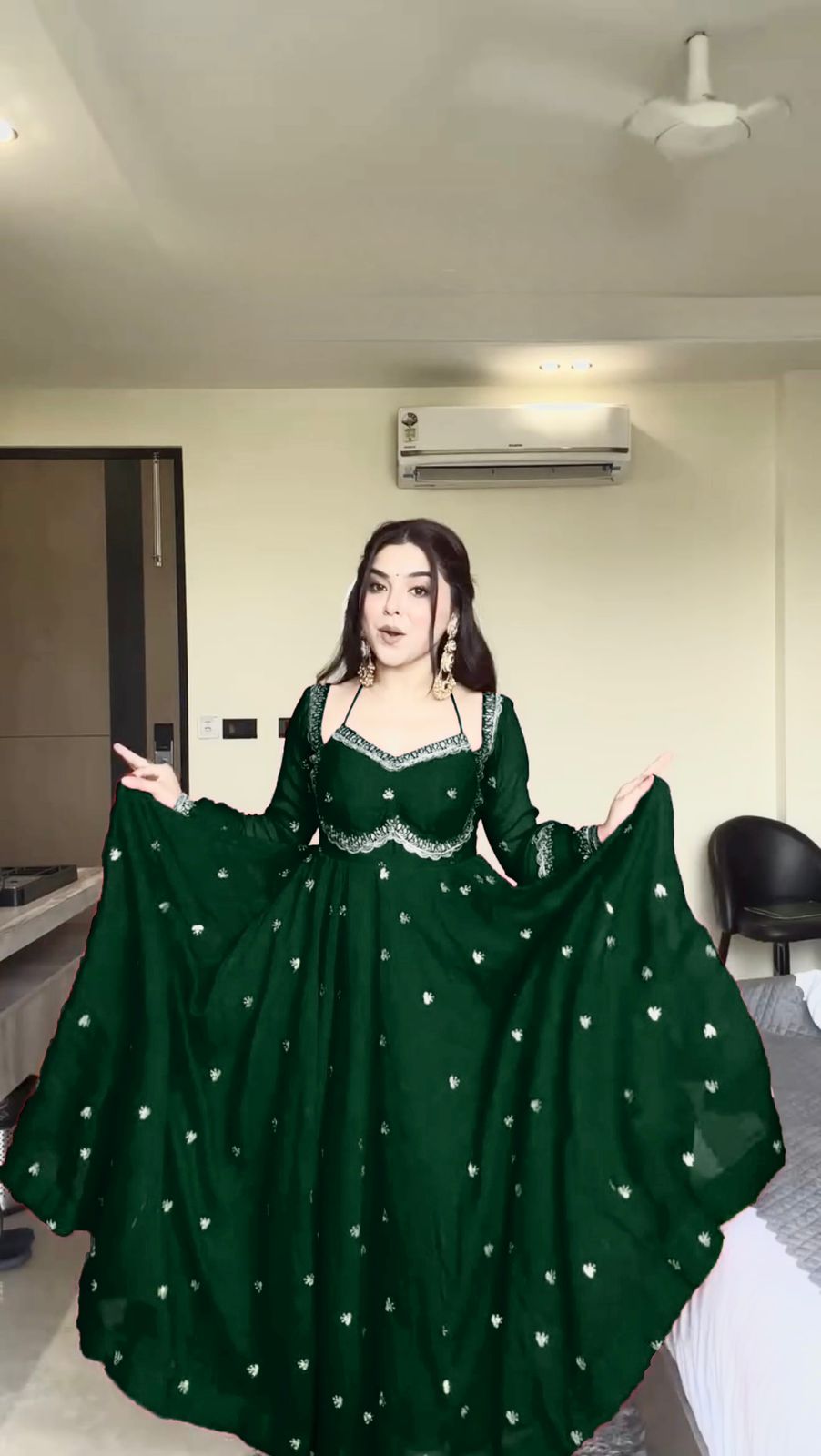 RTC 5924 Green Georgette Thread With Sequence Gown Perfect for Wedding, Party, Reception, Holi, Eid . Available at ₹1999 only. Delivery 4-6 Working Days. | Gowns, Bollywood Gowns, Creative Gowns, Designer Gowns, Embroidered Gowns, Party Wear Gowns