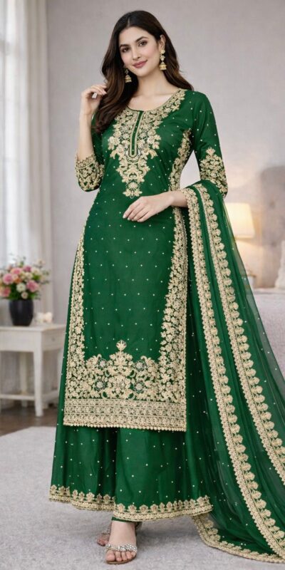 SSR 535 Green in Organza Silk Embroidery Work Salwar Suit . Available at ₹2399 only. Delivery 4-6 Working Days. Shop now. | Jump Suits, Salwar suit, Casual Suits, Creative suits, Designer Suits, Palazzo Suits, Party Wear Suits, Patiala Suits, Straight Suits