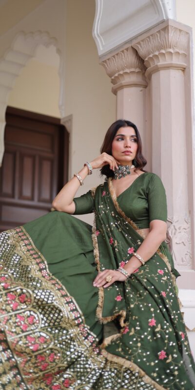 KA 5051 Green in Vichitra Silk Embroidery Work & Sequins Work Lehenga Choli . Now at just ₹2499. Delivery 4-6 Working Days. Shop now. | Lehenga, Bollywood Lehenga, Creative Lehenga, Designer Lehenga, Embroidered Lehenga, Party Wear Lehenga