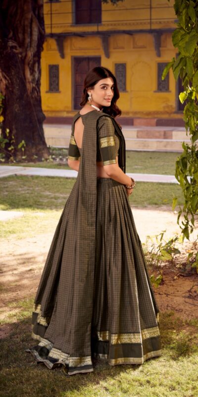 LNB 1900 Grey Color Chettinad Cotton Chex Zari Work Lehenga Choli . Now at just ₹3249. Delivery 4-6 Working Days. Shop now. | Lehenga, Bollywood Lehenga, Creative Lehenga, Designer Lehenga, Embroidered Lehenga, Party Wear Lehenga
