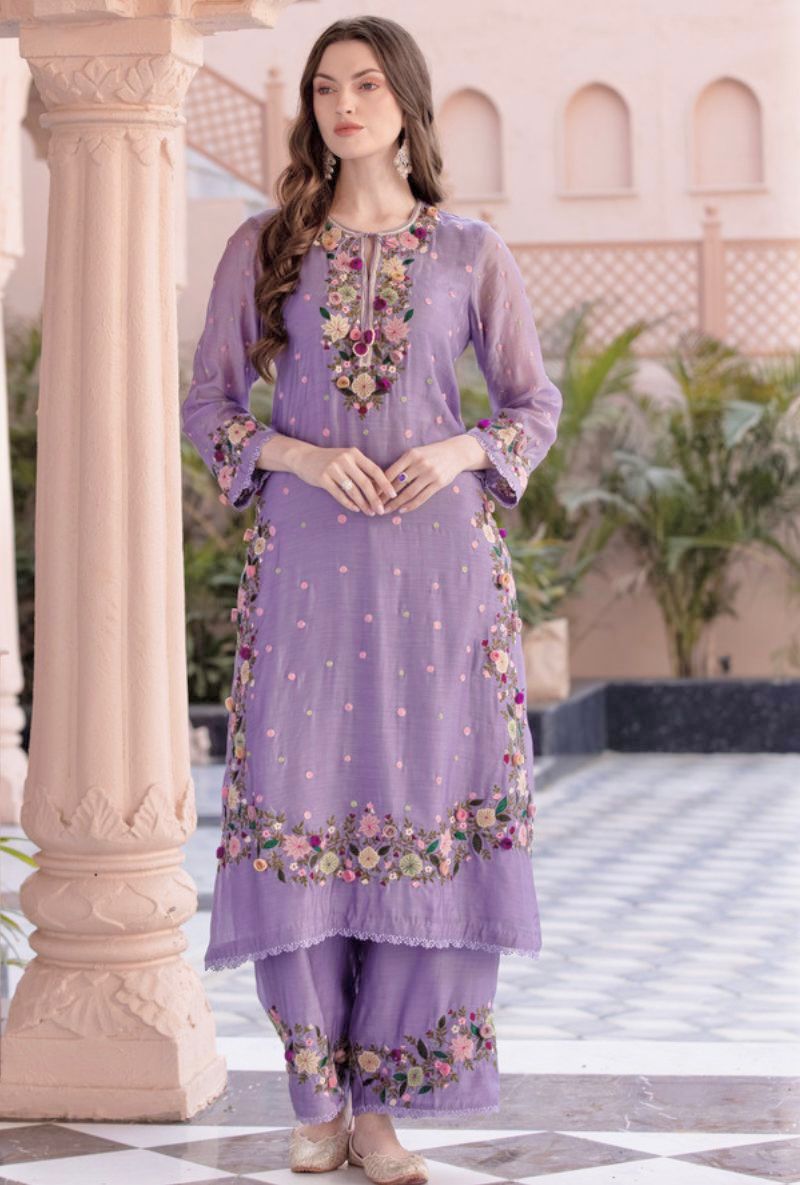 NSR 862 Lavender Faux Georgette Slawar Suit with Embroidery Work & Lace Work. Introductory Price ₹2149. Delivery 4-6 Working Days. Shop now. | Jump Suits, Tops & Bottoms, Track Suits, Salwar suit, Casual Suits, Creative suits, Designer Suits, Palazzo Suits, Party Wear Suits, Patiala Suits, Straight Suits, Trendy Wear