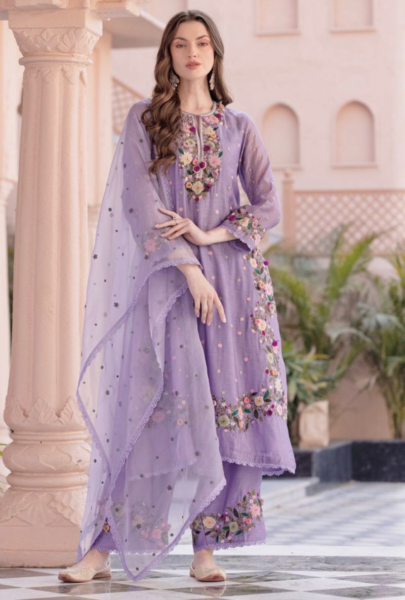 NSR 862 Lavender Faux Georgette Slawar Suit with Embroidery Work & Lace Work. Introductory Price ₹2149. Delivery 4-6 Working Days. Shop now. | Jump Suits, Tops & Bottoms, Track Suits, Salwar suit, Casual Suits, Creative suits, Designer Suits, Palazzo Suits, Party Wear Suits, Patiala Suits, Straight Suits, Trendy Wear