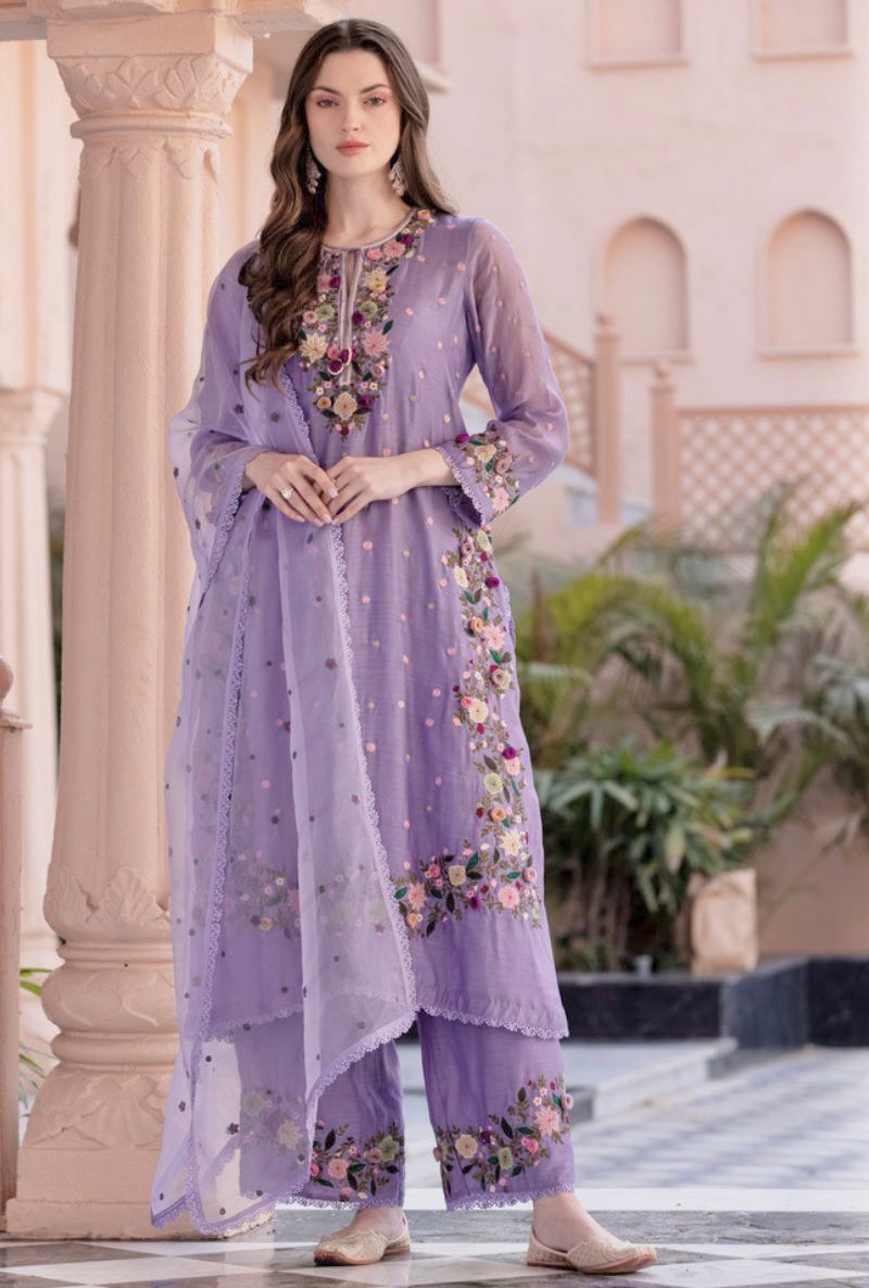NSR 862 Lavender Faux Georgette Slawar Suit with Embroidery Work & Lace Work. Introductory Price ₹2149. Delivery 4-6 Working Days. Shop now. | Jump Suits, Tops & Bottoms, Track Suits, Salwar suit, Casual Suits, Creative suits, Designer Suits, Palazzo Suits, Party Wear Suits, Patiala Suits, Straight Suits, Trendy Wear
