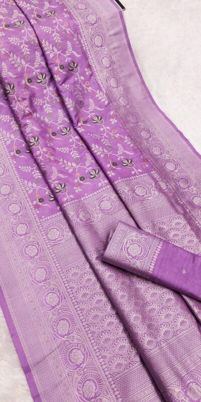 MB 113 Lavender Khaddi Pashmina Saree with Lace Work & Zari Work. Introductory Price ₹1949. Delivery 4-6 Working Days. Shop now. | Sarees, Bollywood Sarees, Creative Sarees, Designer Sarees, Embroidered Sarees, Ethnic Saree, Modern Digital sarees, Party Wear Sarees