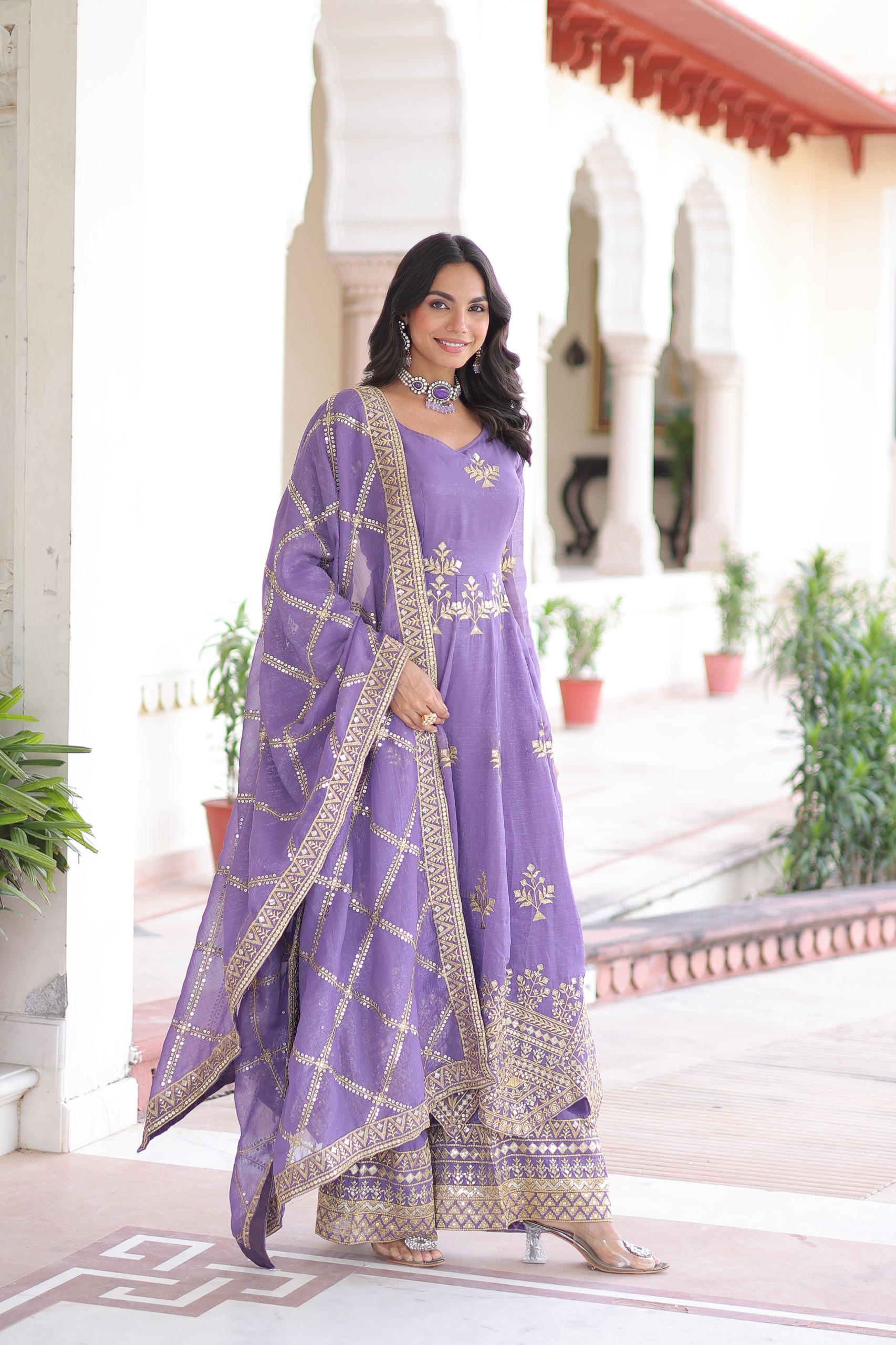 KA 1212 Lavender in Silver Crunchy Sequins Work & Embroidery Work Gown . Now at just ₹3199. Delivery 4-6 Working Days. Shop now. | Gowns, Bollywood Gowns, Creative Gowns, Designer Gowns, Embroidered Gowns, Party Wear Gowns