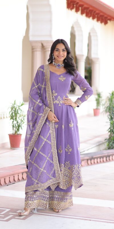 KA 1212 Lavender in Silver Crunchy Sequins Work & Embroidery Work Gown . Now at just ₹3199. Delivery 4-6 Working Days. Shop now. | Gowns, Bollywood Gowns, Creative Gowns, Designer Gowns, Embroidered Gowns, Party Wear Gowns