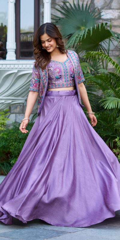 Ram 142 Lavender Vichitra Lehenga Choli with Embroidery Work & Thread Embroidery. Introductory Price ₹2549. Delivery 4-6 Working Days. Shop now. | Lehenga, Bollywood Lehenga, Creative Lehenga, Designer Lehenga, Embroidered Lehenga, Party Wear Lehenga