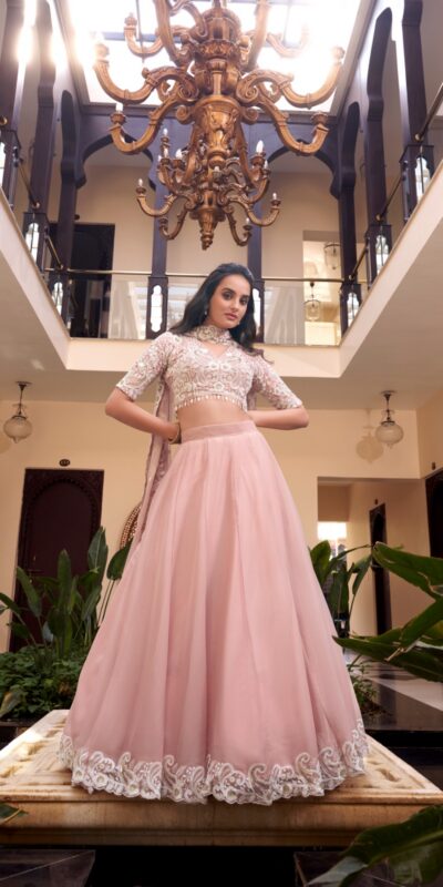 LNB 1439 Light pink Weone Silk Lehenga Choli Perfect for Wedding, Party, Diwali, Ganesh Chaturthi, Bridal Wear – . Now at just ₹3599. Delivery 4- | Lehenga, Bollywood Lehenga, Creative Lehenga, Designer Lehenga, Embroidered Lehenga, Party Wear Lehenga