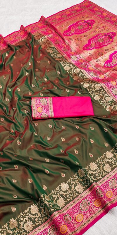 MB 3315 Mahendi Color Banarasi Silk Gold Zari Border Saree . Wedding, Party, Festive, Available at ₹2049 only. Delivery 4-6 Working Days. Shop now. | Sarees, Bollywood Sarees, Creative Sarees, Designer Sarees, Embroidered Sarees, Ethnic Saree, Modern Digital sarees, Party Wear Sarees