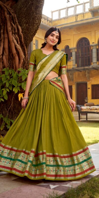 LNB 1903 Mahendi Pure Chanderi (Naylon) Lehenga Choli Perfect for Wedding, Party, Bridal Wear, Temple Visit, Traditional Day – . Get it for ₹2499. Delivery | Lehenga, Bollywood Lehenga, Creative Lehenga, Designer Lehenga, Embroidered Lehenga, Party Wear Lehenga