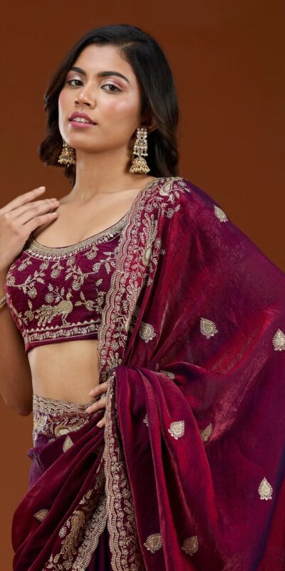 E BT 438 Maroon in Fandy Satin Silk mbroidery Work & Zari Work Saree. Special Price ₹1949. Delivery 4-6 Working Days. Shop now. | Sarees, Bollywood Sarees, Creative Sarees, Designer Sarees, Embroidered Sarees, Ethnic Saree, Modern Digital sarees, Party Wear Sarees