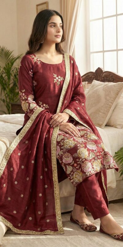 NSR 881 Maroon Organza Poly Silk Salwar Suit with Embroidery Work & Lace Work. Introductory Price ₹209. Delivery 4-6 Working Days. Shop now. | Jump Suits, Salwar suit, Casual Suits, Creative suits, Designer Suits, Palazzo Suits, Party Wear Suits, Patiala Suits, Straight Suits