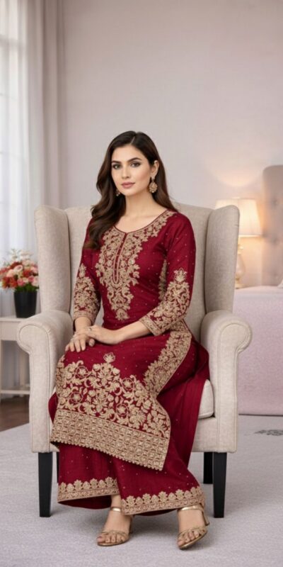 SSR 535 Maroon in Organza Silk Embroidery Work Salwar Suit . Available at ₹2399 only. Delivery 4-6 Working Days. Shop now. | Jump Suits, Salwar suit, Casual Suits, Creative suits, Designer Suits, Palazzo Suits, Party Wear Suits, Patiala Suits, Straight Suits