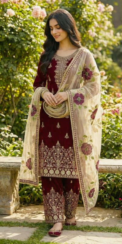 SRK 5318 Maroon in Organza Silk Lace Work & Embroidery Work Salwar Suit . Get it for ₹2399. Delivery 4-6 Working Days. Shop now. | Jump Suits, Salwar suit, Casual Suits, Creative suits, Designer Suits, Palazzo Suits, Party Wear Suits, Patiala Suits, Straight Suits
