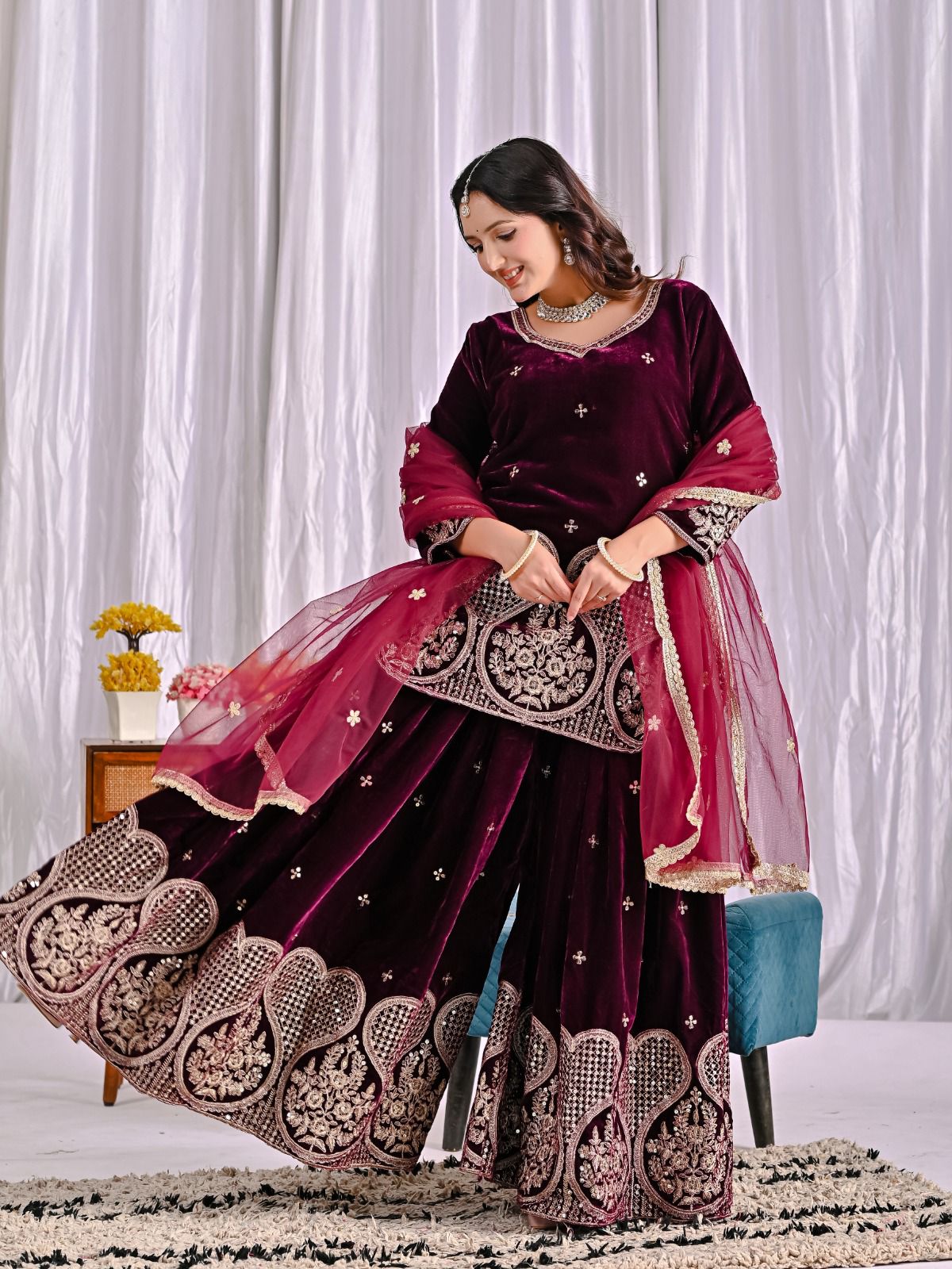 ND 5054 Maroon Embroidery Work Salwar Suit in Maroon Viscous Velvet. Available at ₹2449 only. Delivery 4-6 Working Days. Shop now. | Jump Suits, Tops & Bottoms, Track Suits, Salwar suit, Casual Suits, Creative suits, Designer Suits, Palazzo Suits, Party Wear Suits, Patiala Suits, Straight Suits, Trendy Wear