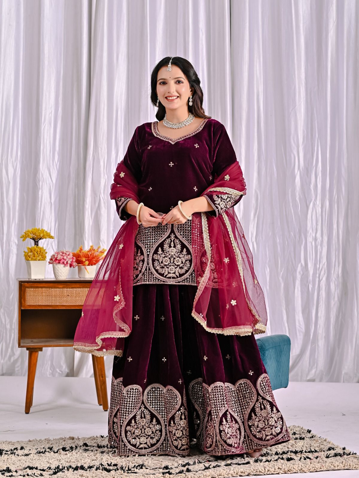 ND 5054 Maroon Embroidery Work Salwar Suit in Maroon Viscous Velvet. Available at ₹2449 only. Delivery 4-6 Working Days. Shop now. | Jump Suits, Tops & Bottoms, Track Suits, Salwar suit, Casual Suits, Creative suits, Designer Suits, Palazzo Suits, Party Wear Suits, Patiala Suits, Straight Suits, Trendy Wear