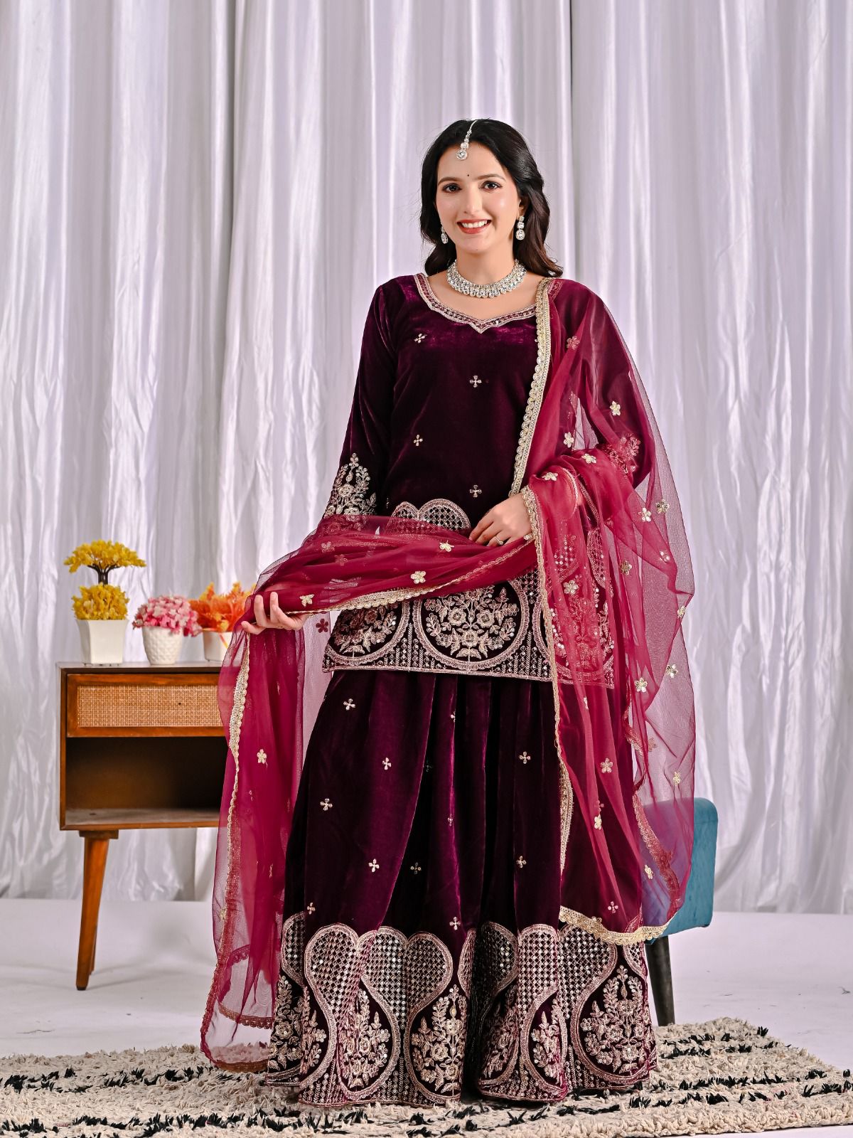 ND 5054 Maroon Embroidery Work Salwar Suit in Maroon Viscous Velvet. Available at ₹2449 only. Delivery 4-6 Working Days. Shop now. | Jump Suits, Tops & Bottoms, Track Suits, Salwar suit, Casual Suits, Creative suits, Designer Suits, Palazzo Suits, Party Wear Suits, Patiala Suits, Straight Suits, Trendy Wear