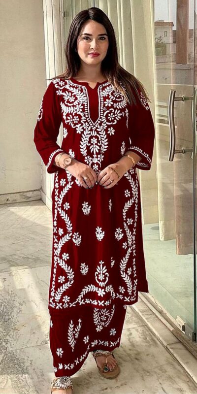 MF 627 Maroon Rayon With Wid Lakhnavi Style Work Kurti Designer Work. Grab it for ₹1449. Delivery 4-6 Working Days. Shop now. | Kurti, Bollywood Kurti, Creative Kurtis, Designer Kurti, Party Wear Kurti, Selfie Kurti