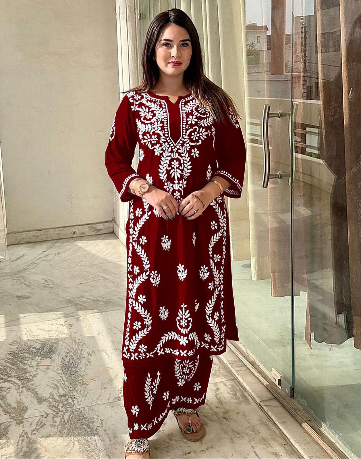 MF 627 Maroon Rayon With Wid Lakhnavi Style Work Kurti Designer Work. Grab it for ₹1449. Delivery 4-6 Working Days. Shop now. | Kurti, Bollywood Kurti, Creative Kurtis, Designer Kurti, Party Wear Kurti, Selfie Kurti