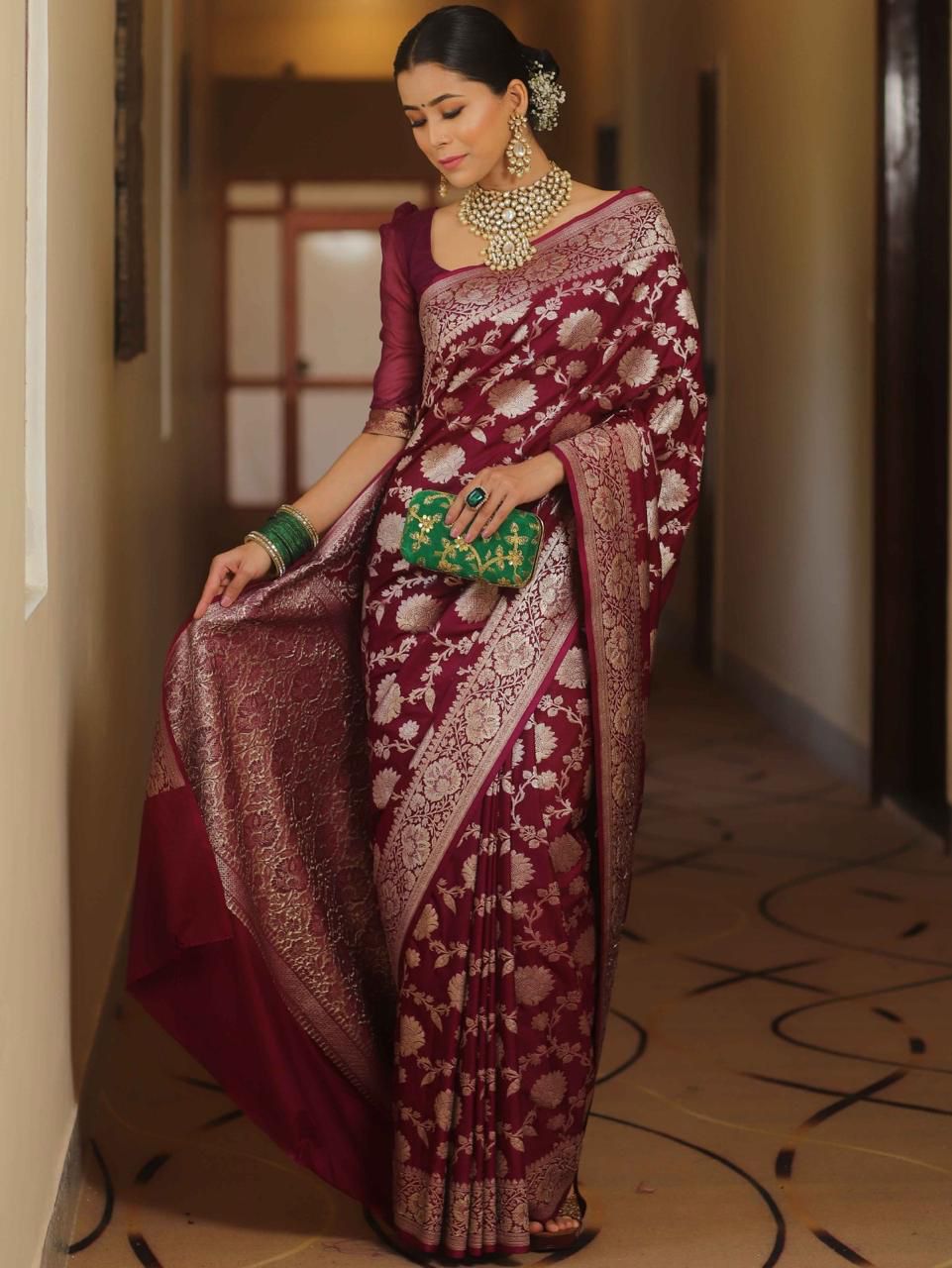 KP 5085 Maroon in Soft Lichi Silk Wedding, Party, Festive, Events Designer Work Saree . Get it for ₹1349. Delivery 4-6 Working Days. Shop now. | Sarees, Bollywood Sarees, Creative Sarees, Designer Sarees, Embroidered Sarees, Ethnic Saree, Modern Digital sarees, Party Wear Sarees