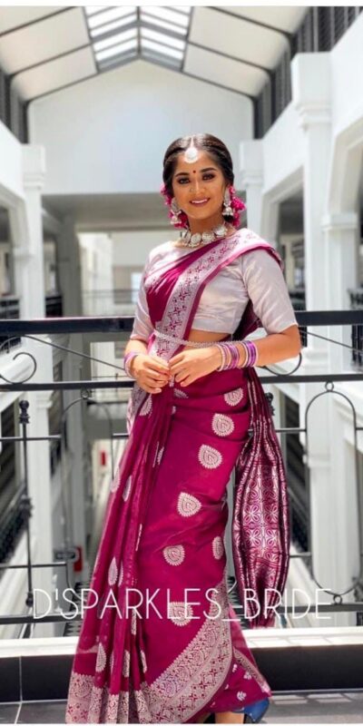 KPR 214 Maroon Soft Lichi Silk Saree Perfect for Wedding, Party, Family Gatherings, Housewarming, Haldi – . Introductory Price ₹1299. Delivery 4-6 Work | Sarees, Bollywood Sarees, Creative Sarees, Designer Sarees, Embroidered Sarees, Ethnic Saree, Modern Digital sarees, Party Wear Sarees