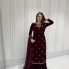 Maroon Velvet Embroidery Work Salwar Suit