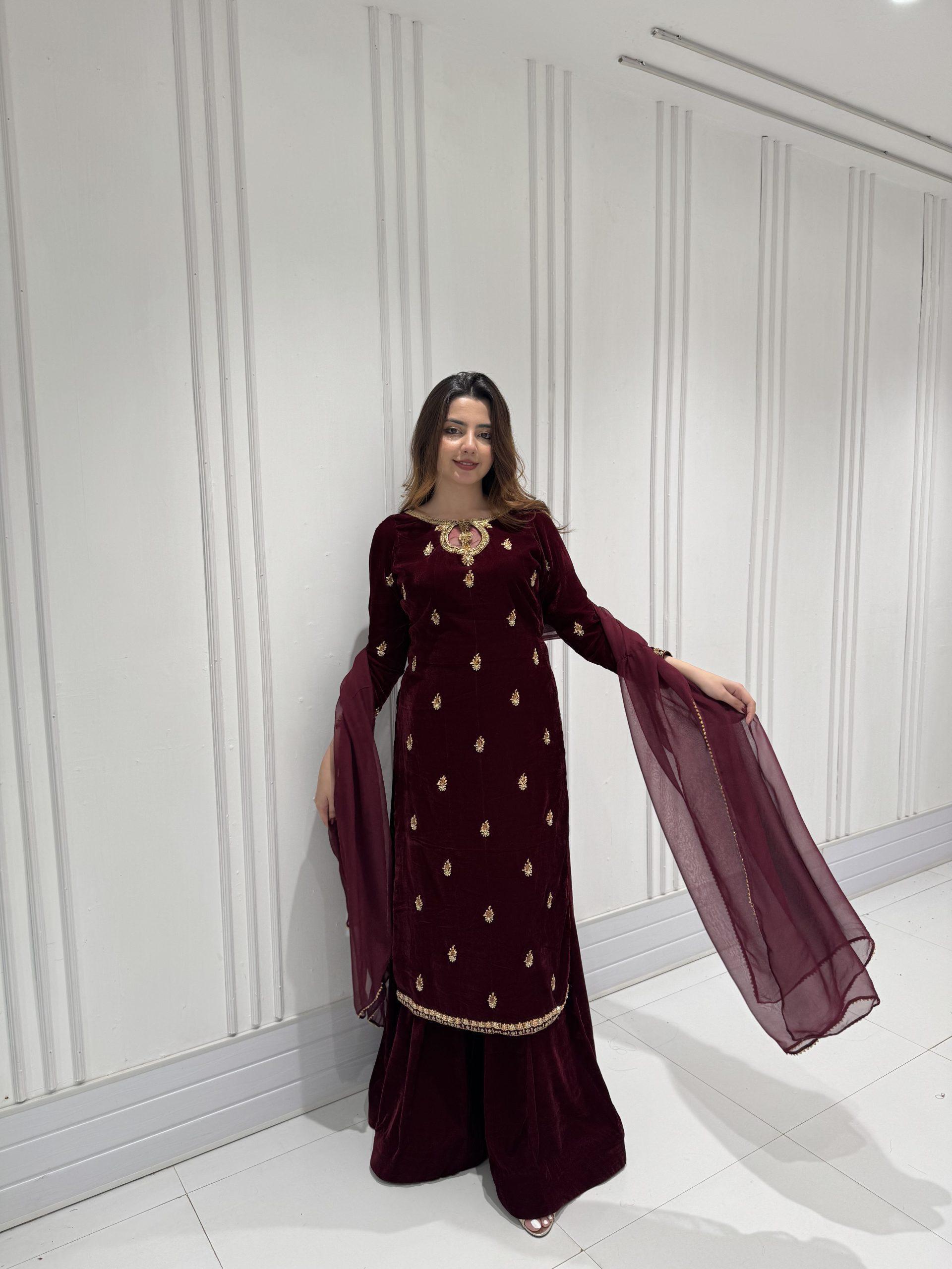 LG 2033 Maroon Color Velvet Embroidery Work Salwar Suit . Wedding, Party, Festive, Events, Available at ₹1949 only. Delivery 4-6 Working Days. Shop now. | Jump Suits, Tops & Bottoms, Track Suits, Salwar suit, Casual Suits, Creative suits, Designer Suits, Palazzo Suits, Party Wear Suits, Patiala Suits, Straight Suits, Trendy Wear