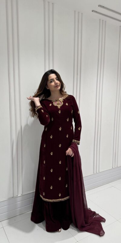LG 2033 Maroon Color Velvet Embroidery Work Salwar Suit . Wedding, Party, Festive, Events, Available at ₹1949 only. Delivery 4-6 Working Days. Shop now. | Jump Suits, Tops & Bottoms, Track Suits, Salwar suit, Casual Suits, Creative suits, Designer Suits, Palazzo Suits, Party Wear Suits, Patiala Suits, Straight Suits, Trendy Wear