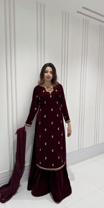LG 2033 Maroon Color Velvet Embroidery Work Salwar Suit . Wedding, Party, Festive, Events, Available at ₹1949 only. Delivery 4-6 Working Days. Shop now. | Jump Suits, Tops & Bottoms, Track Suits, Salwar suit, Casual Suits, Creative suits, Designer Suits, Palazzo Suits, Party Wear Suits, Patiala Suits, Straight Suits, Trendy Wear