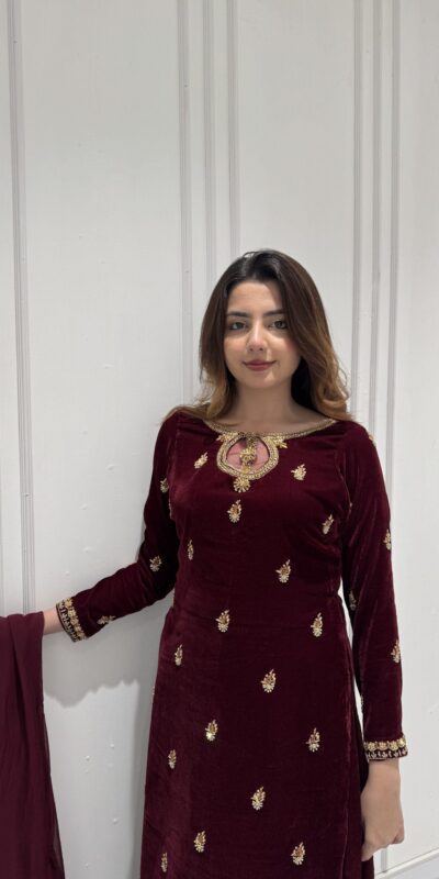 LG 2033 Maroon Color Velvet Embroidery Work Salwar Suit . Wedding, Party, Festive, Events, Available at ₹1949 only. Delivery 4-6 Working Days. Shop now. | Jump Suits, Tops & Bottoms, Track Suits, Salwar suit, Casual Suits, Creative suits, Designer Suits, Palazzo Suits, Party Wear Suits, Patiala Suits, Straight Suits, Trendy Wear