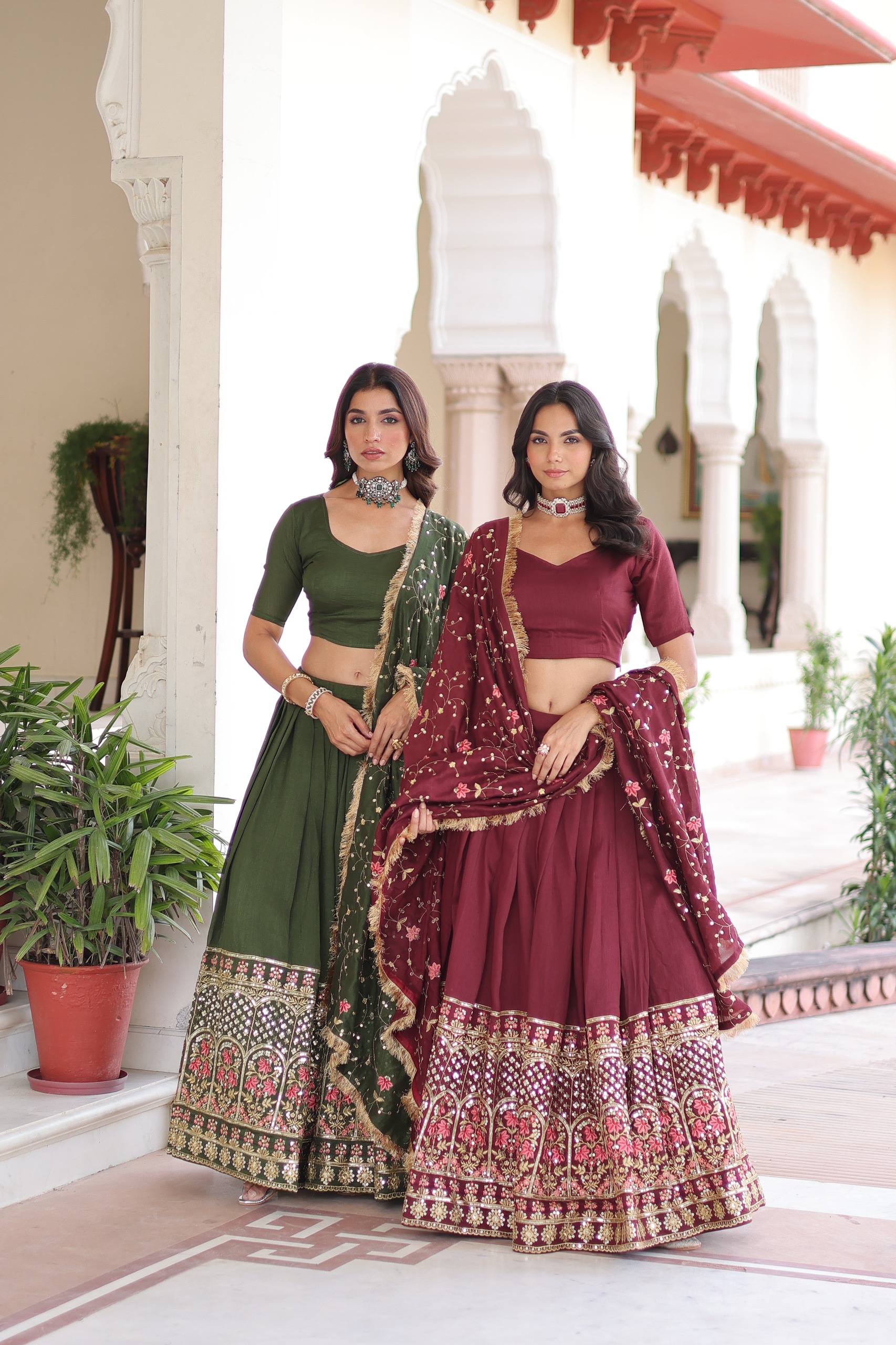 Maroon Vichitra Silk With Embroider Lehenga Choli - Image 8