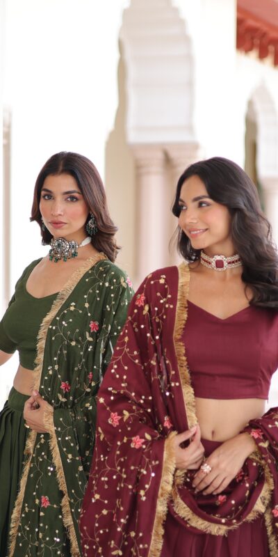 KA 5051 Maroon in Vichitra Silk Embroidery Work & Sequins Work Lehenga Choli . Now at just ₹2499. Delivery 4-6 Working Days. Shop now. | Lehenga, Bollywood Lehenga, Creative Lehenga, Designer Lehenga, Embroidered Lehenga, Party Wear Lehenga