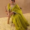 Mehendi Organza Silk With Embroidery Work Saree