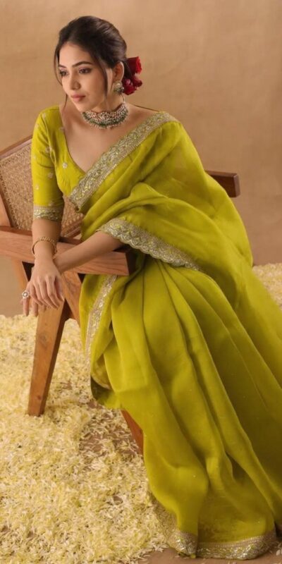 JR 652 Mehendi in Organza Silk Embroidery Work & Sequins Work Saree . Now at just ₹1849. Delivery 4-6 Working Days. Shop now. | Sarees, Bollywood Sarees, Creative Sarees, Designer Sarees, Embroidered Sarees, Ethnic Saree, Modern Digital sarees, Party Wear Sarees