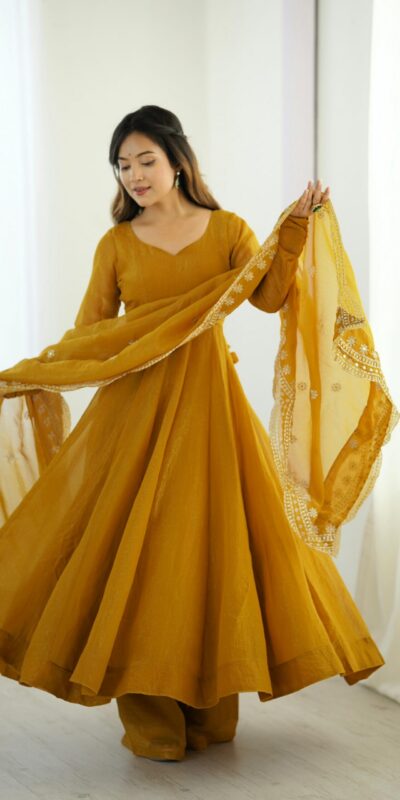 SSR 5006 Mustard Fandy Silk Gown Perfect for Wedding, Party, Pongal, Traditional Day, Baby Shower – . Get it for ₹1999. Delivery 4-6 Working Days. Shop | Gowns, Bollywood Gowns, Creative Gowns, Designer Gowns, Embroidered Gowns, Party Wear Gowns