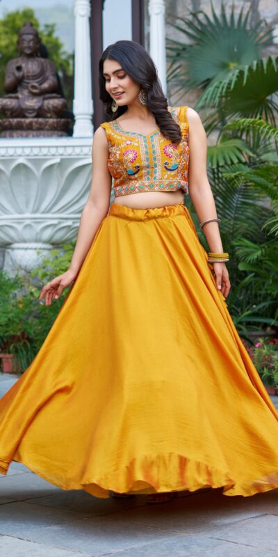 Ram 142 Mustered Vichitra Lehenga Choli with Embroidery Work & Thread Embroidery. Introductory Price ₹2549. Delivery 4-6 Working Days. Shop now. | Lehenga, Bollywood Lehenga, Creative Lehenga, Designer Lehenga, Embroidered Lehenga, Party Wear Lehenga