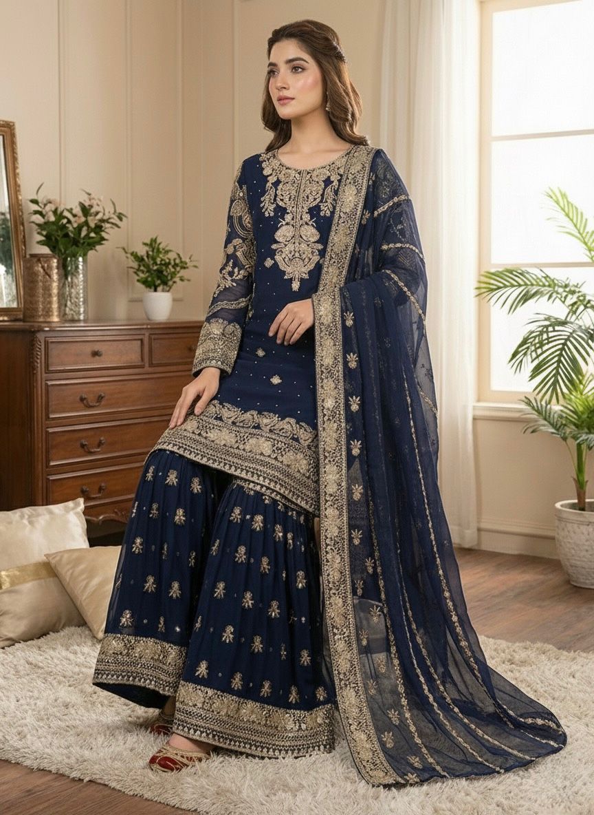 NSR 878 Navy Blue Faux Georgette Salwar Suit Perfect for Wedding, Party, Engagement, Pongal, Makar Sankranti – . Get it for ₹2149. Delivery 4-6 Working Days | Jump Suits, Tops & Bottoms, Track Suits, Salwar suit, Casual Suits, Creative suits, Designer Suits, Palazzo Suits, Party Wear Suits, Patiala Suits, Straight Suits, Trendy Wear