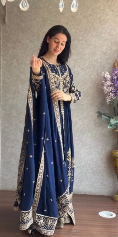 KD 1554 Navy Blue Faux Georgette Salwar Suit with Designer Work. Affordable Price ₹2549. Delivery 4-6 Working Days. Shop now. | Jump Suits, Salwar suit, Casual Suits, Creative suits, Designer Suits, Palazzo Suits, Party Wear Suits, Patiala Suits, Straight Suits