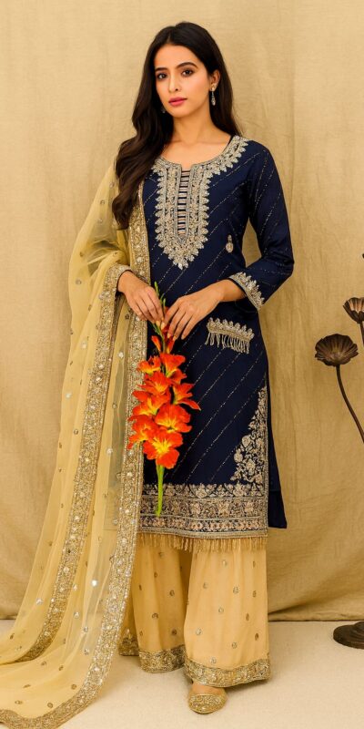 VLM 312 Navy Blue Fox Goargate Salwar Suit Perfect for Wedding, Party, Lohri, Housewarming, Anniversary – . Get it for ₹2399. Delivery 4-6 Working | Jump Suits, Salwar suit, Casual Suits, Creative suits, Designer Suits, Palazzo Suits, Party Wear Suits, Patiala Suits, Straight Suits
